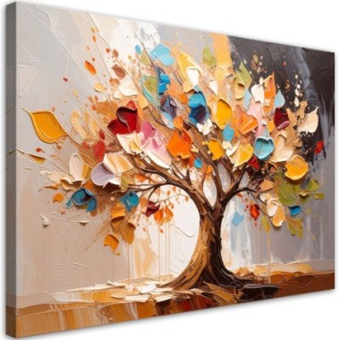 Quadro su tela, Albero della vita colorato in 3D...