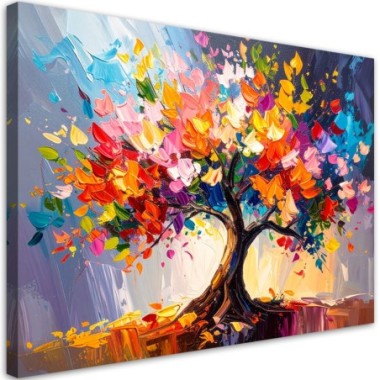 Quadro su tela, Albero della vita colorato in fiore...