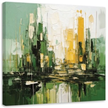 Quadro su tela, Architettura urbana astratta verde -...