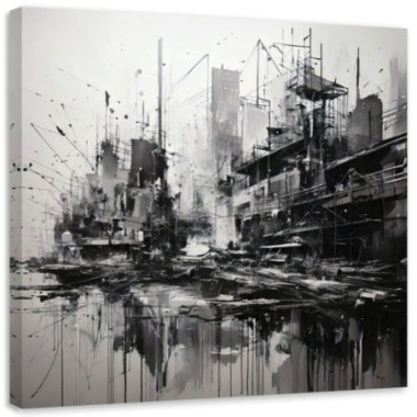 Quadro su tela, Architettura urbana monocromatica -...