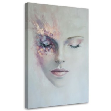 Quadro su tela, Astratti Ritratto di donna Grigio -...