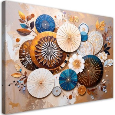 Quadro su tela, Astrattismo Cerchi in stile boho...