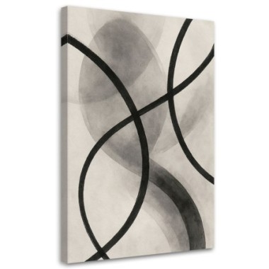 Quadro su tela, Astrattismo Linee Nero Grigio...