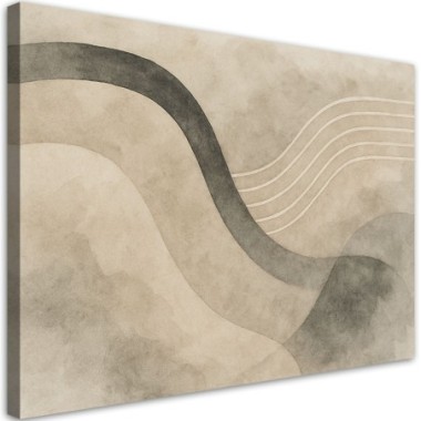 Quadro su tela, Astrattismo Minimalismo Beige Onde -...