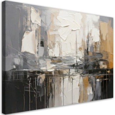 Quadro su tela, Astrattismo oro grigio beige - 100x70