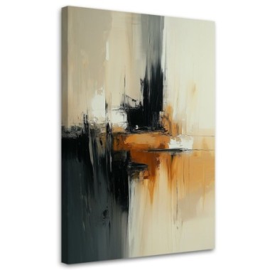 Quadro su tela, Astratto beige arancione nero - 40x60