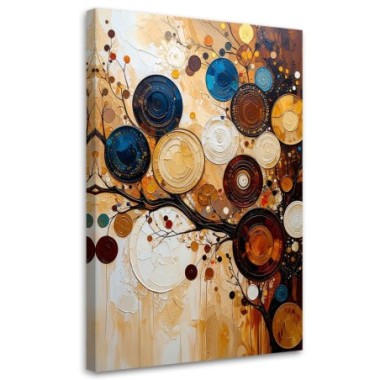 Quadro su tela, Astratto Cerchi Ramoscelli - 60x90