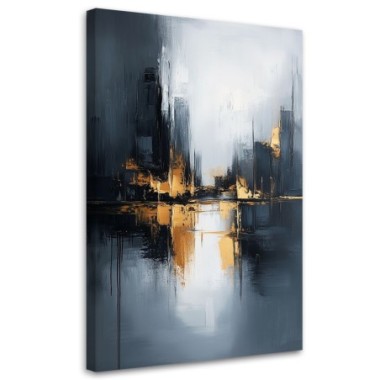 Quadro su tela, Astratto Dorato Grigio Nero - 40x60