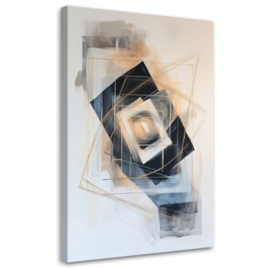 Quadro su tela, Astratto Forme Geometria Beige - 60x90