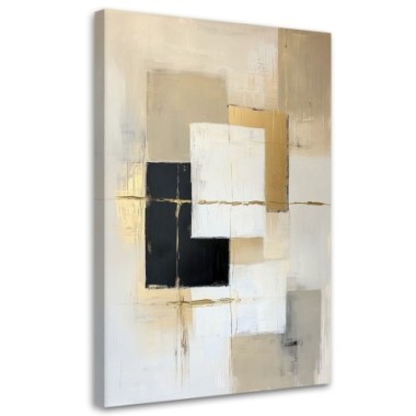 Quadro su tela, Astratto Forme Geometria Beige - 60x90