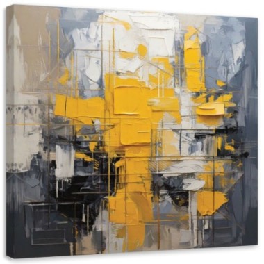 Quadro su tela, Astratto geometrico Giallo Moderno -...