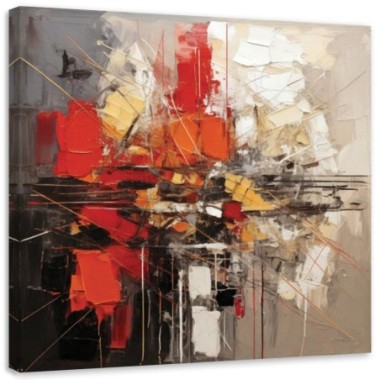 Quadro su tela, Astratto geometrico Rosso - 60x60