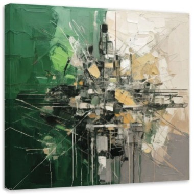 Quadro su tela, Astratto geometrico Verde - 40x40