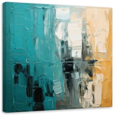 Quadro su tela, Astratto impressione turchese - 40x40