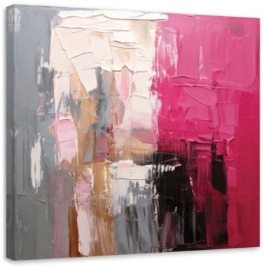 Quadro su tela, Astratto impressionismo rosa - 30x30