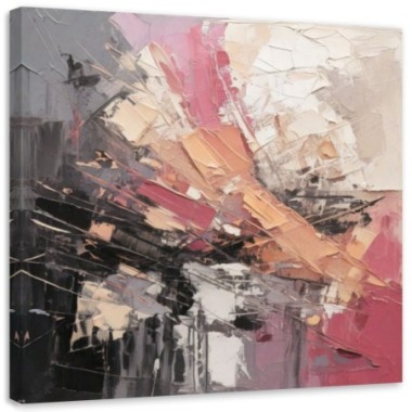 Quadro su tela, Astratto impressionista Rosa - 50x50