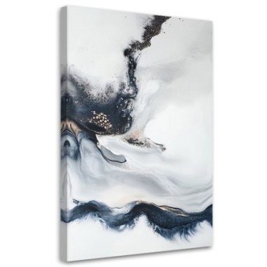Quadro su tela, Astratto Linee fluide Nero Bianco...