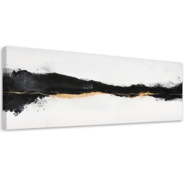 Quadro su tela, Astratto Minimalismo Oro Nero - 120x40