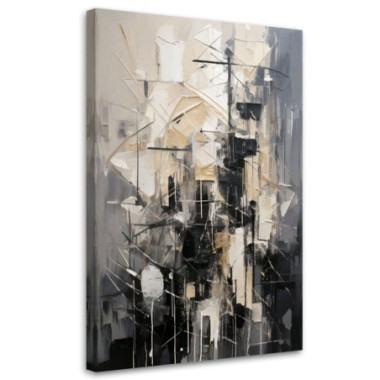 Quadro su tela, Astrazione Città  Urbano Grigio...