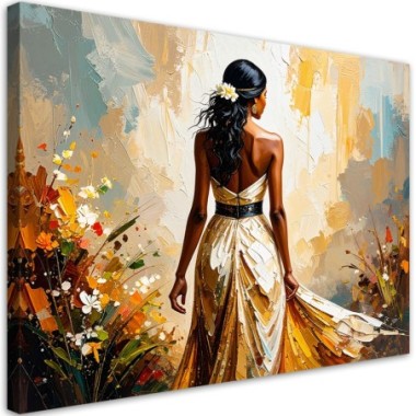 Quadro su tela, Astrazione Donna alla moda in abito...