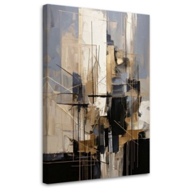 Quadro su tela, Astrazione geometrica Beige Grigio...