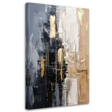 Quadro su tela, Astrazione geometrica Oro Beige...