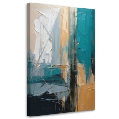 Quadro su tela, Astrazione geometrica Turchese Oro...