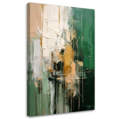 Quadro su tela, Astrazione geometrica Verde Beige...