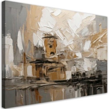 Quadro su tela, Astrazione in marrone e beige - 60x40