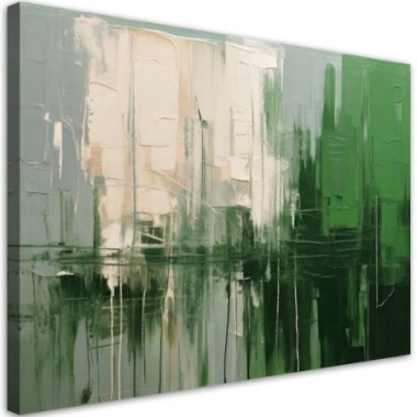 Quadro su tela, Astrazione in verde e beige - 90x60