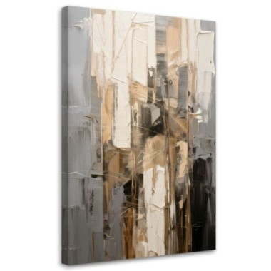 Quadro su tela, Astrazione Moderna Beige Grigio...