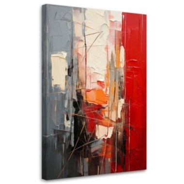 Quadro su tela, Astrazione Moderna Rosso Grigio...