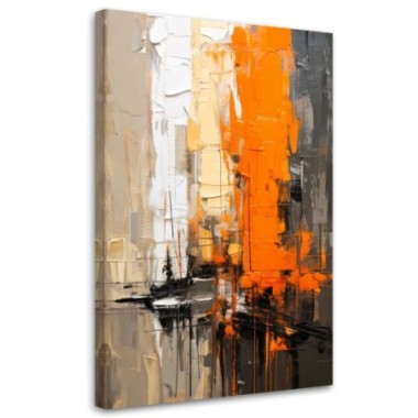 Quadro su tela, Astrazione Moderno Arancione Grigio...