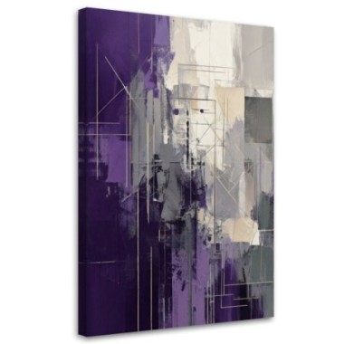 Quadro su tela, Astrazione Moderno Viola Beige...