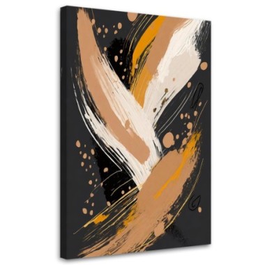 Quadro su tela, Astrazione Pennello Beige Sfondo...