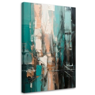 Quadro su tela, Astrazione urbana Acrilico Turchese...