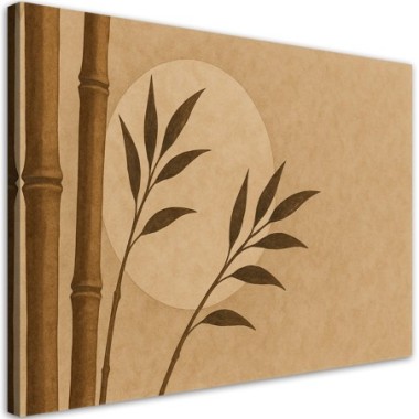 Quadro su tela, Bambà¹ Foglie Minimalismo Seppia Zen...