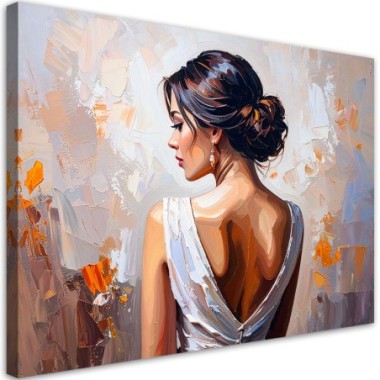 Quadro su tela, Bella donna Beige - 90x60