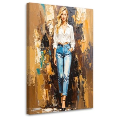 Quadro su tela, Bella ragazza in jeans - 70x100