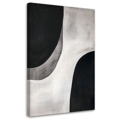 Quadro su tela, Bianco e nero astratto Minimalismo -...