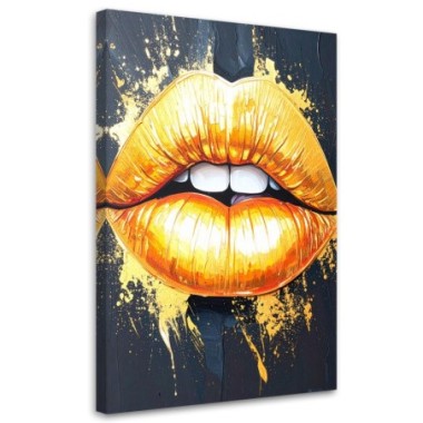 Quadro su tela, Bocca dorata Donna glamour - 80x120