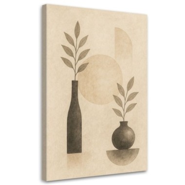 Quadro su tela, Botanica Vaso Minimalismo Beige...