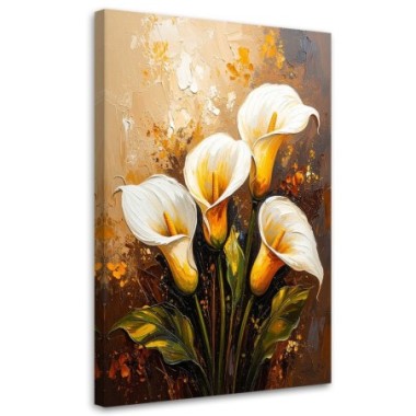 Quadro su tela, Calie Fiori bianchi come dipinti -...