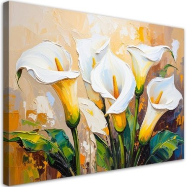 Quadro su tela, Calla bianca Fiori dipinti - 60x40