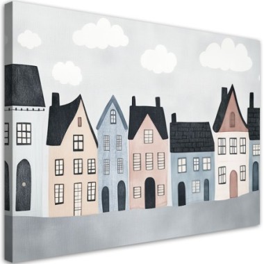 Quadro su tela, Case colorate citt? - 60x40