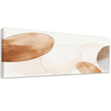 Quadro su tela, Cerchi Acquerello Beige Minimalismo...