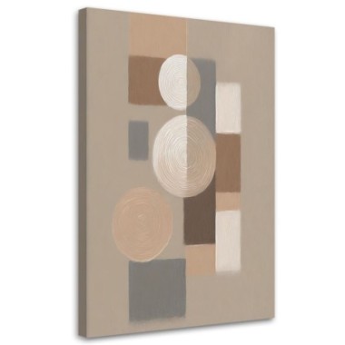 Quadro su tela, Cerchi Rettangoli Astrazione Beige...