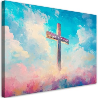 Quadro su tela, Cielo colorato Croce Religiosa - 60x40