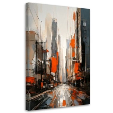 Quadro su tela, Città  (Strada) Astratto Arancione...