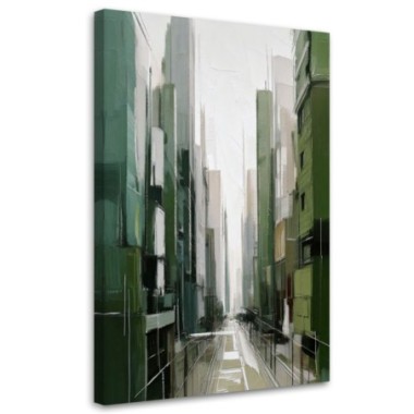 Quadro su tela, Città  Architettura Acquerello Verde...